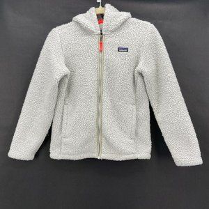 Patagonia Sherpa Fleece Off-White Hooded Jacket L